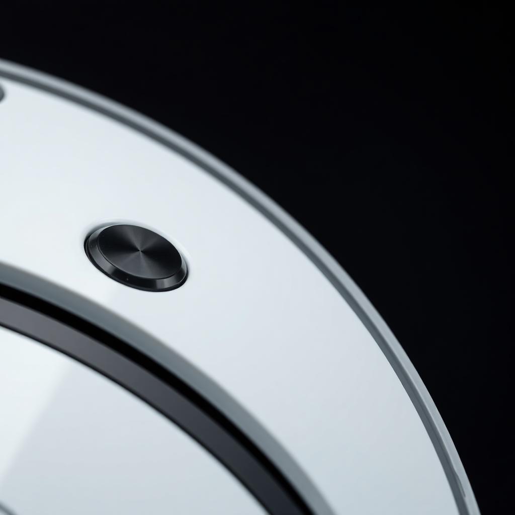 Detalhe do botão e LED do robô aspirador